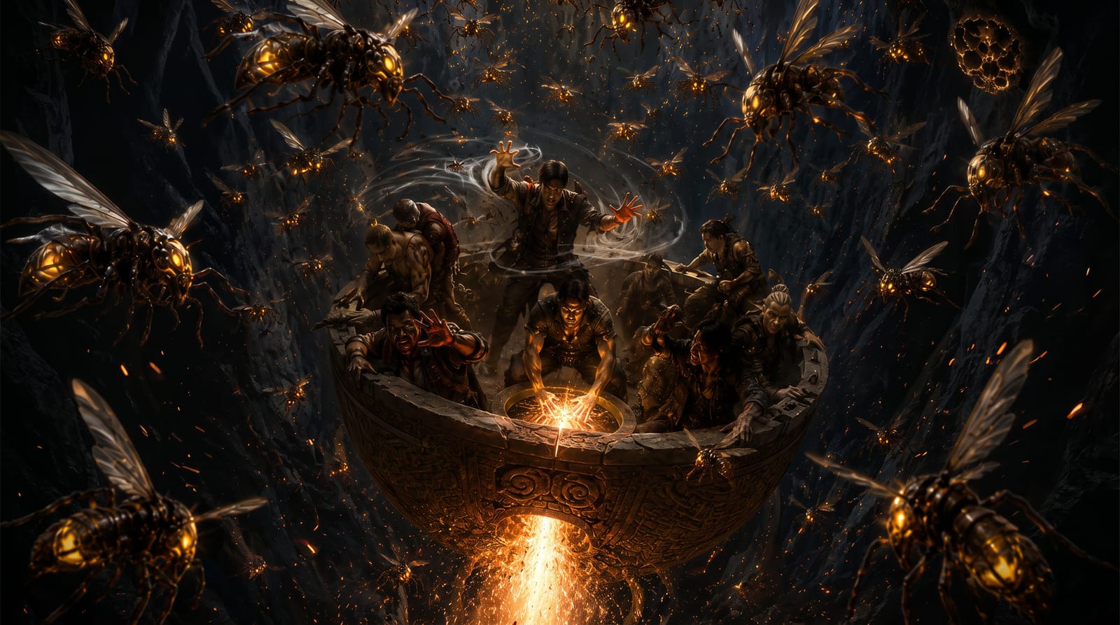 The ascent — a stone vessel riding fire